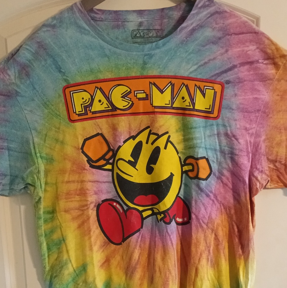 Weathered Pac-Man Tie Dye Shirt L